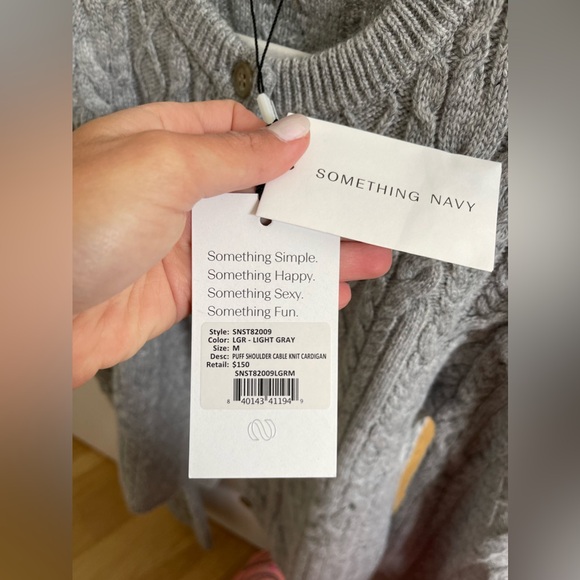 Grey Something Navy sweater blouse with puffed shoulders (brand new) - Picture 4 of 4